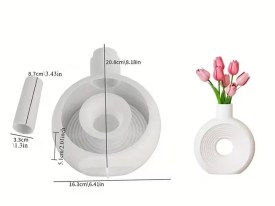 Molde silicona florero dona redonda rayada